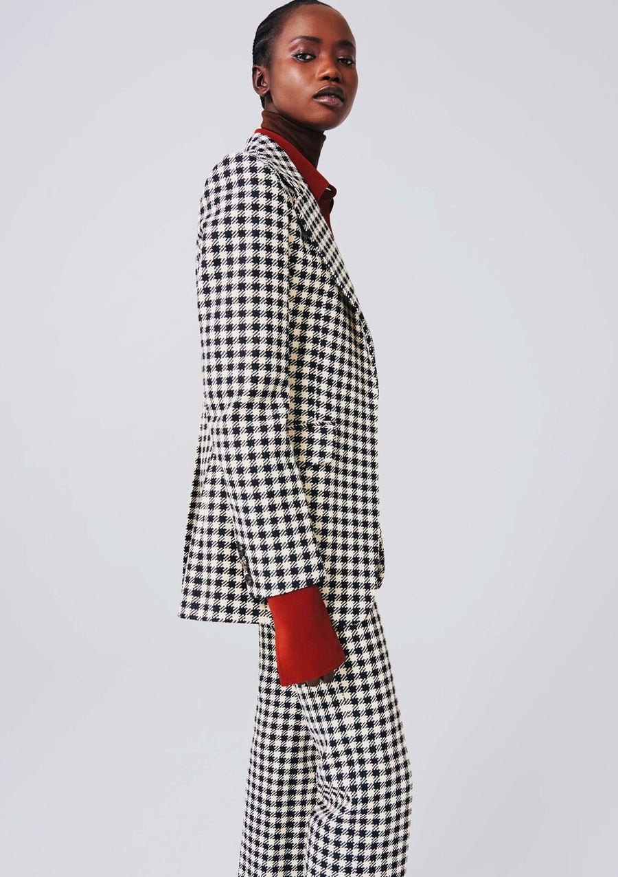 Women's Houndstooth Checkered Pants Suit