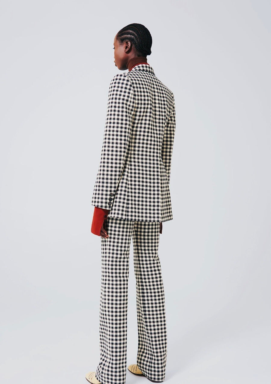 Houndstooth Checkered Pants Suit