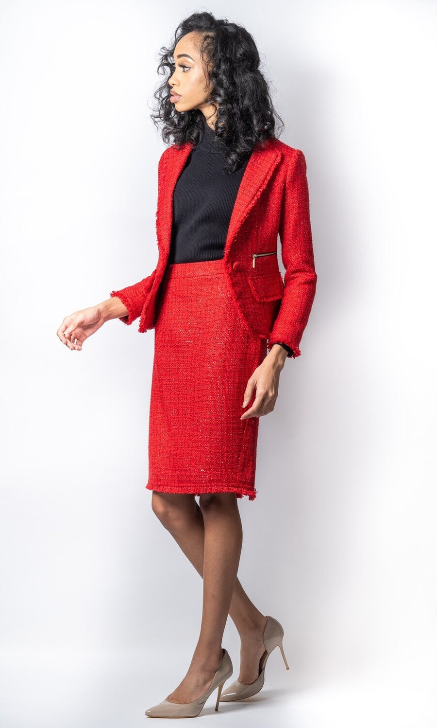 Red Silk Tweed Skirt Suit – Ron Dyce NY